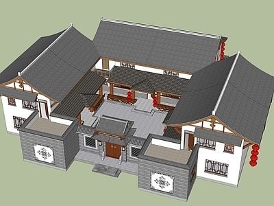 中式古建筑 中式合院 古建筑 民宿