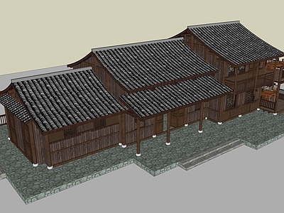 中式古建筑 中式古建茶楼 驿站 客栈 民宿 酒店