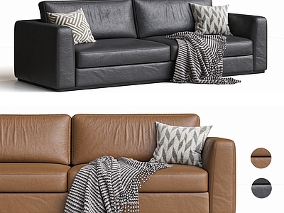 现代中古双人沙发 CASSINA 现代双人沙发 皮沙发 中古风沙发 大黑牛沙发