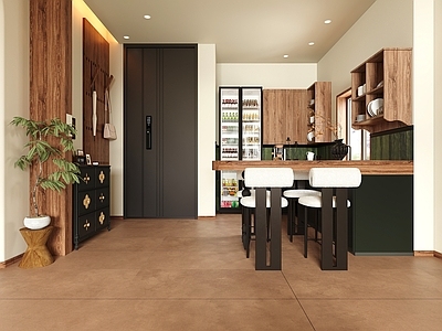 中古美式开放式厨房 半开放式厨房 美式 中古 吧台厨房