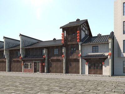中式古建筑 中式古建 商业街 古街