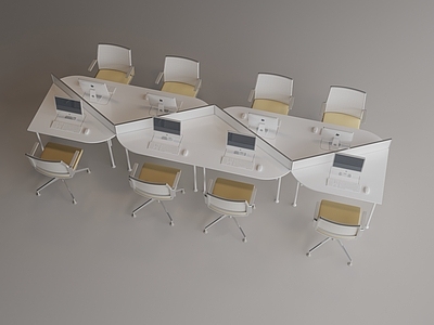 现代办公桌椅 简约办公桌 多人办公桌 办公桌椅 椅子 台式电脑