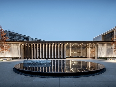 现代简约小区建筑 龙湖 示范区 售楼处 展示区 大门
