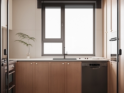 复古中古封闭式厨房 u型厨房 厨房