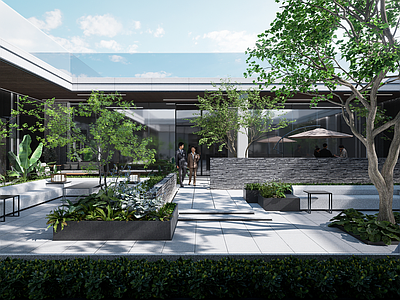 现代屋顶花园 下沉庭院 庭院景观 屋顶花园 户外卡座 现代庭院