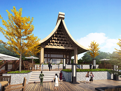 新中式中式古建筑 山顶餐厅 小型古建筑