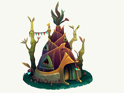 现代艺术风格建筑 卡通房子 竹笋小屋 竹子木屋 卡通小屋