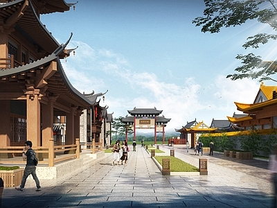 新中式中式古建筑 古建筑 商业