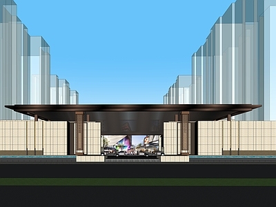新中式现代售楼处建筑 售楼处 示范区 会所