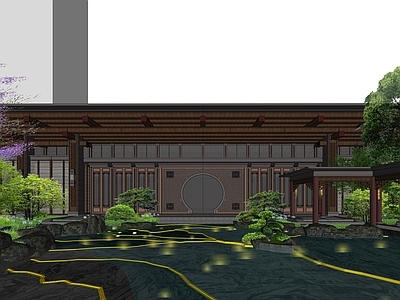 新中式中式售楼处建筑 示范区 商业