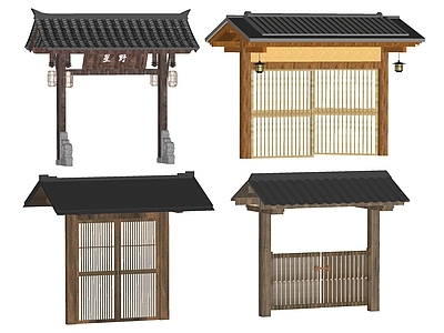 中式日式庭院门 庭院木门
