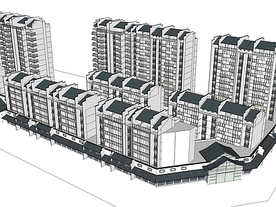中式小区建筑 小区建筑
