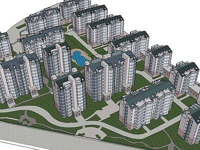 中式小区建筑 小区建筑