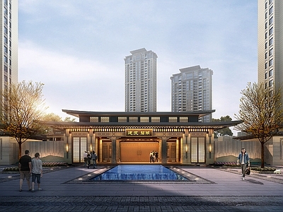 新中式售楼处建筑 建发售楼处 新中式售楼处