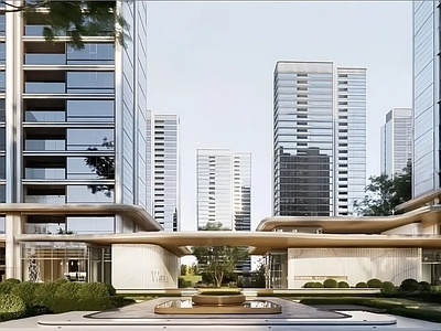 现代小区建筑 小区大门 高层小区住宅立面 示范区 地下会所