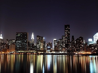 现代其他外立面 城市夜景 江边夜景 灯火通明 商场外立面 酒店外立面