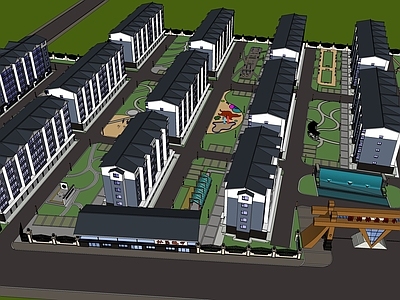 中式小区建筑 小区建筑