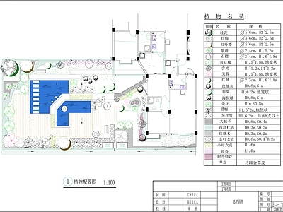 现代屋顶花园 别墅屋顶花园 植物配置表 施工图
