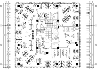 现代整体办公空间 700㎡办公平面 办公空间平面图 办公室设计平面图 综合办公室平面图 施工图