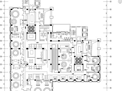 新中式中餐厅 1500㎡餐厅 餐厅设计平面图 主题餐厅平面图 施工图