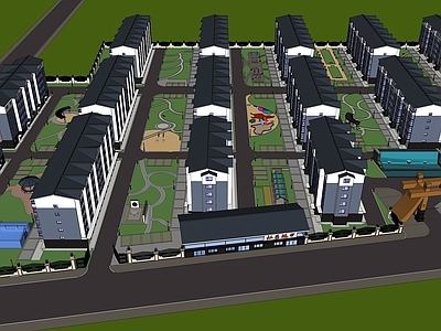 中式小区建筑 小区建筑