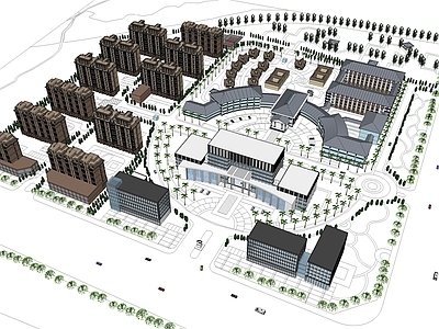 中式法式小区建筑 小区建筑
