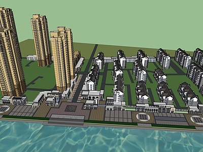 法式中式小区建筑 小区建筑