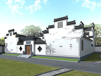 中式新中式古建 徽派建筑 四合院 祠堂