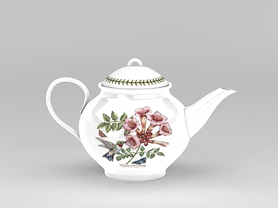 现代摆件组合 中式印花陶瓷茶壶摆件