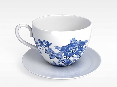 现代麻将桌 中式青花瓷茶杯