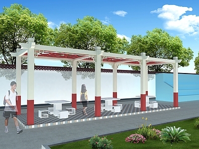 现代其他景观小品 现代休闲凉亭