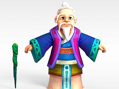 现代虚拟人物 Q版小鱼儿与花无缺游戏人物白胡子老头