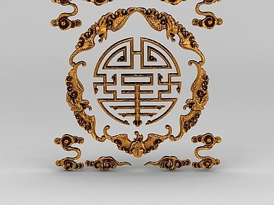现代摆件组合 中式喜字金属雕花饰品