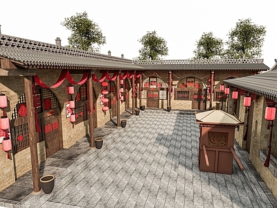 新中式现代民宿建筑 窑洞民宿建筑 陕北窑洞民宿酒店 美丽乡村山洞窑洞 农村农名住房 山洞民宿门窗