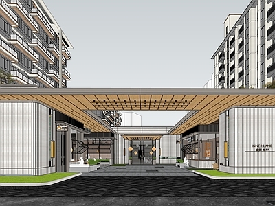 现代简约小区建筑 龙湖 观萃 四代宅 展示区 示范区