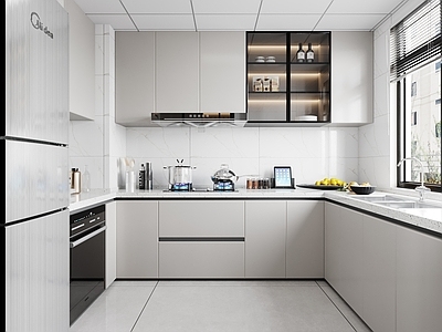 现代封闭式厨房 l型厨房