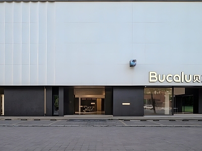 现代街道外景 街道停车场外景 店铺商店建筑 高端商业街 定制家居展厅门店 道路街边黑白店铺