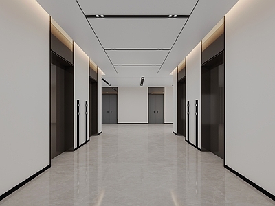 现代楼梯间 极简 电梯间 休闲区