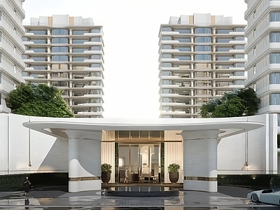 现代小区建筑 接单门厅 四代住宅 社区大门 小区大门 现代高层住宅 社区大堂