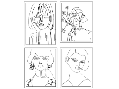 现代极简挂画 现代装饰挂画 人物简笔画 施工图