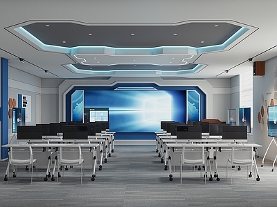 现代其他公共空间 科技感培训教室