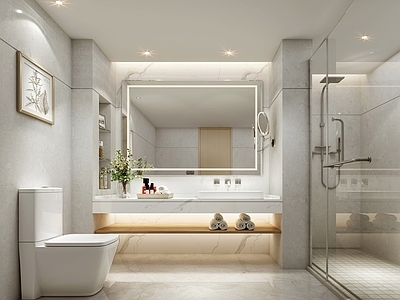 现代酒店卫生间 酒店客房卫生间 公寓卫生间 卫生间台盆淋浴房 现代简约卫生间
