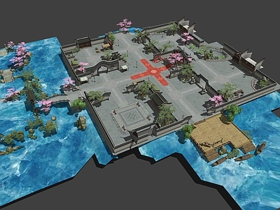 中式复古风格建筑 古建筑场景 场景地形建筑