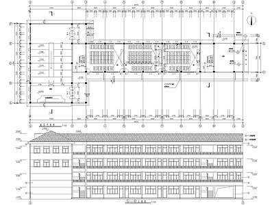 学校建筑 四层中学教学楼 办公用房教室 多功能厅储藏室 坡屋顶夹层 结构图梁平柱平法 施工图