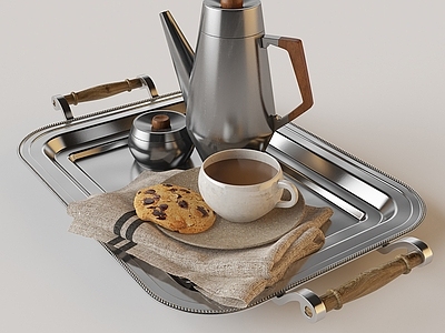 现代摆件组合 现代茶具摆件 餐桌摆件 水壶咖啡杯托盘