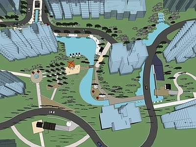现代简模规划 阳光公园道景观