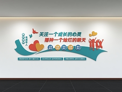 现代简约文化墙 现代心灵驿站文化 展示墙 标语 心理咨询 口号
