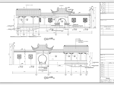 中式廊架 中式仿古木亭廊 花窗围墙 施工图