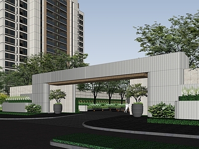 现代小区建筑 小区大门 展示区 售楼处 示范区