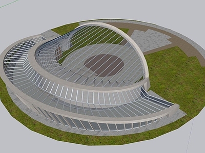 现代展览馆建筑 现代展览馆 科技馆 咖啡馆